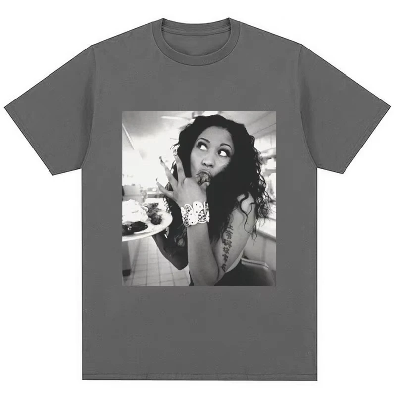 Rapper Nicki Minaj Print Vintage T-Shirt Men Women Hip Hop Fashion Casual T Shirts Loose Summer Cotton Casual Tees Streetwear view 2