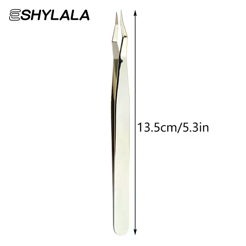 まつげエクステンションピンセット滑り止めステンレス鋼湾曲した先端ストレートピンセット高精度ネイルアートメイクアップ美容ツール
