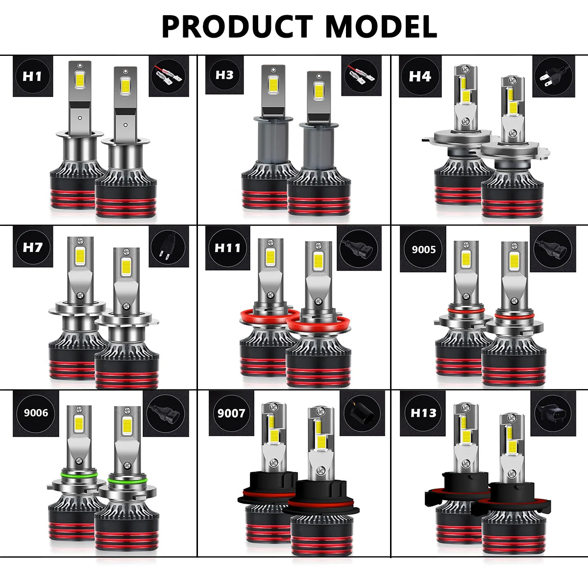 Car Headlight H4 LED H7 Canbus H1 H3 H8 H11 9005 9006 9007 880 881 Car Auto Headlamp Led Lights For Car 3000K 4300K 6000K 8000K view 6