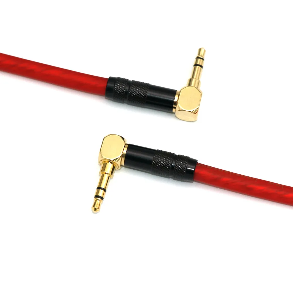 Kabel głośnik Audio przewód AUX HiFi 3.5mm 90 stopni TRS do 90 stopni TRS Jack do gitary pozłacany kabel do słuchawek samochodowy