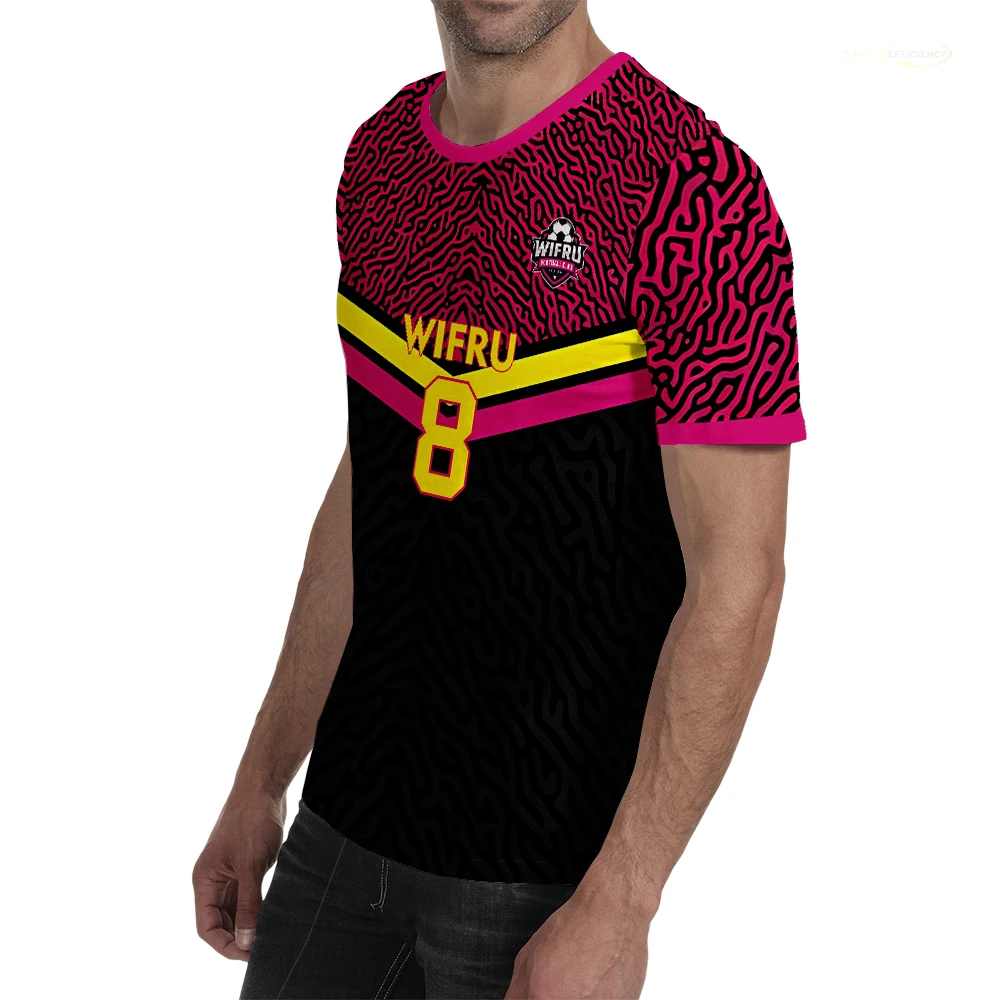 موضة ثلاثية الأبعاد مطبوعة قمصان كرة القدم WIFRU الصيف التجفيف السريع الرياضة قصيرة الأكمام تي شيرت الرجال والنساء شخصية مخصصة القمم #5
