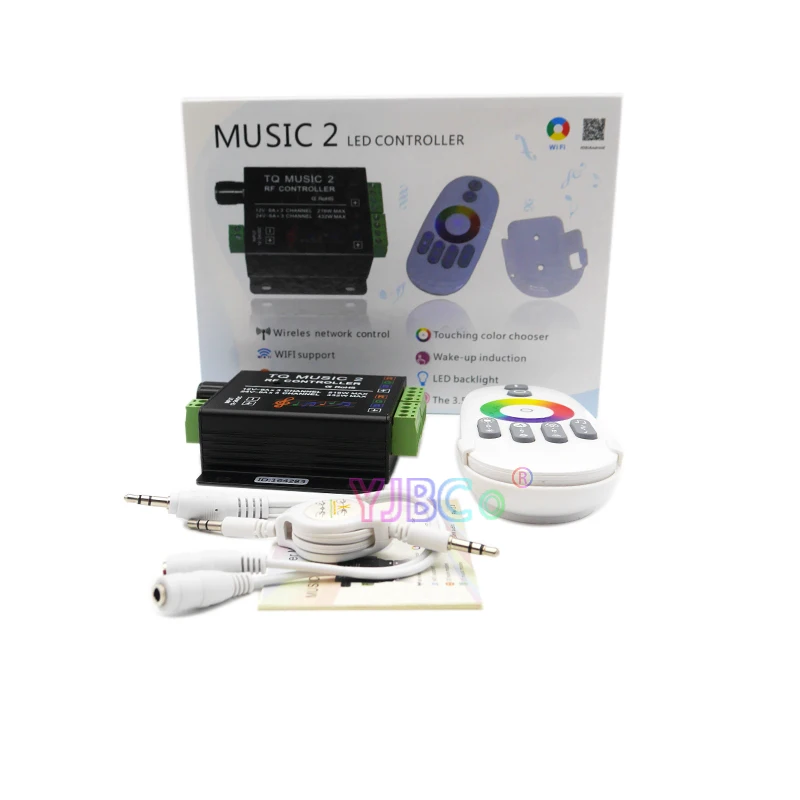 

TQ Music 2 RGB LED Controller RF Remote Music Audio control DC 12V 24V 18A 3 Channel Dimmer for 2835 5050 SMD LED Strip Light