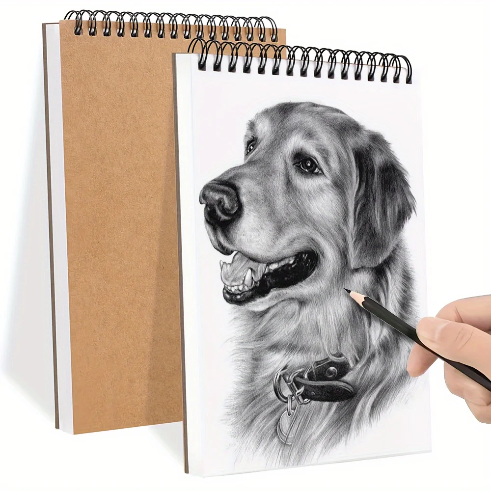 1pc A4 Kraft Soft Cover Blank Notebook Journal, Spiral Sketchbook Pad, Drawing Book, 100 Sheets/100gsm