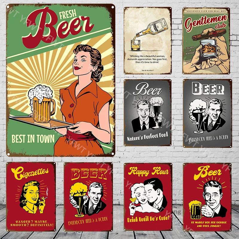 

Beer Metal Tin Sign Retro Kitchen Home Decor Shabby Chic Coffee Menu Poster TIki Bar Restaurant Metal Wall Sign