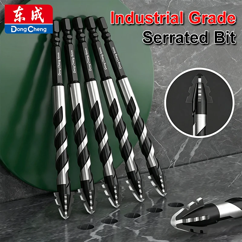 Eccentric Drill Bit 4 Flute Cross Tip Tungsten Carbide Sharp Tooth Masonry Drill Bit 1/4 Hex Shank Dry Drilling 6 8 10 12mm