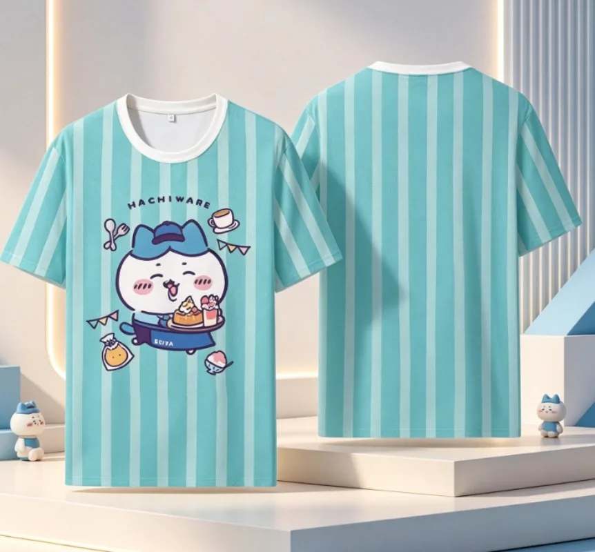 Chiikawa Is All Here! Adult Couple Soft Cute Cartoon 3D Print T-shirts Sports Leisure Breathable Short Sleeves FamilyMatching