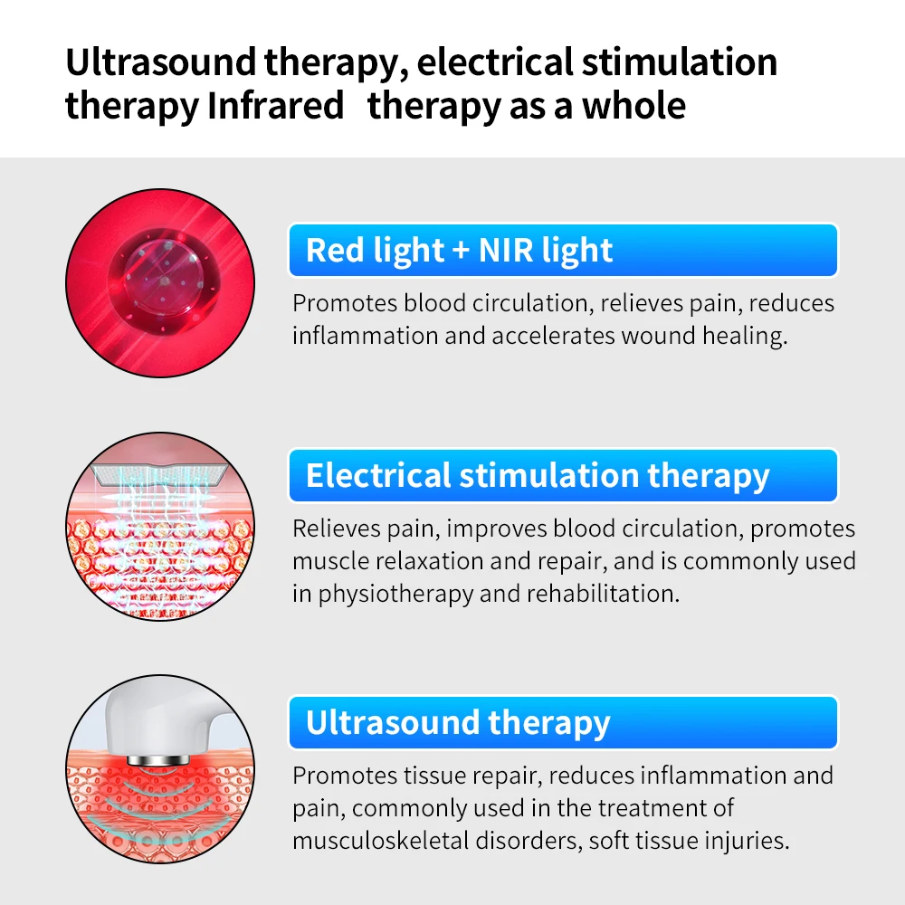 Suyzeko Physical Wirele Ultrasound Therapy Device Tens Muscle Stimulator Red Light Therapy Medical Machine Pain Relief Home Care