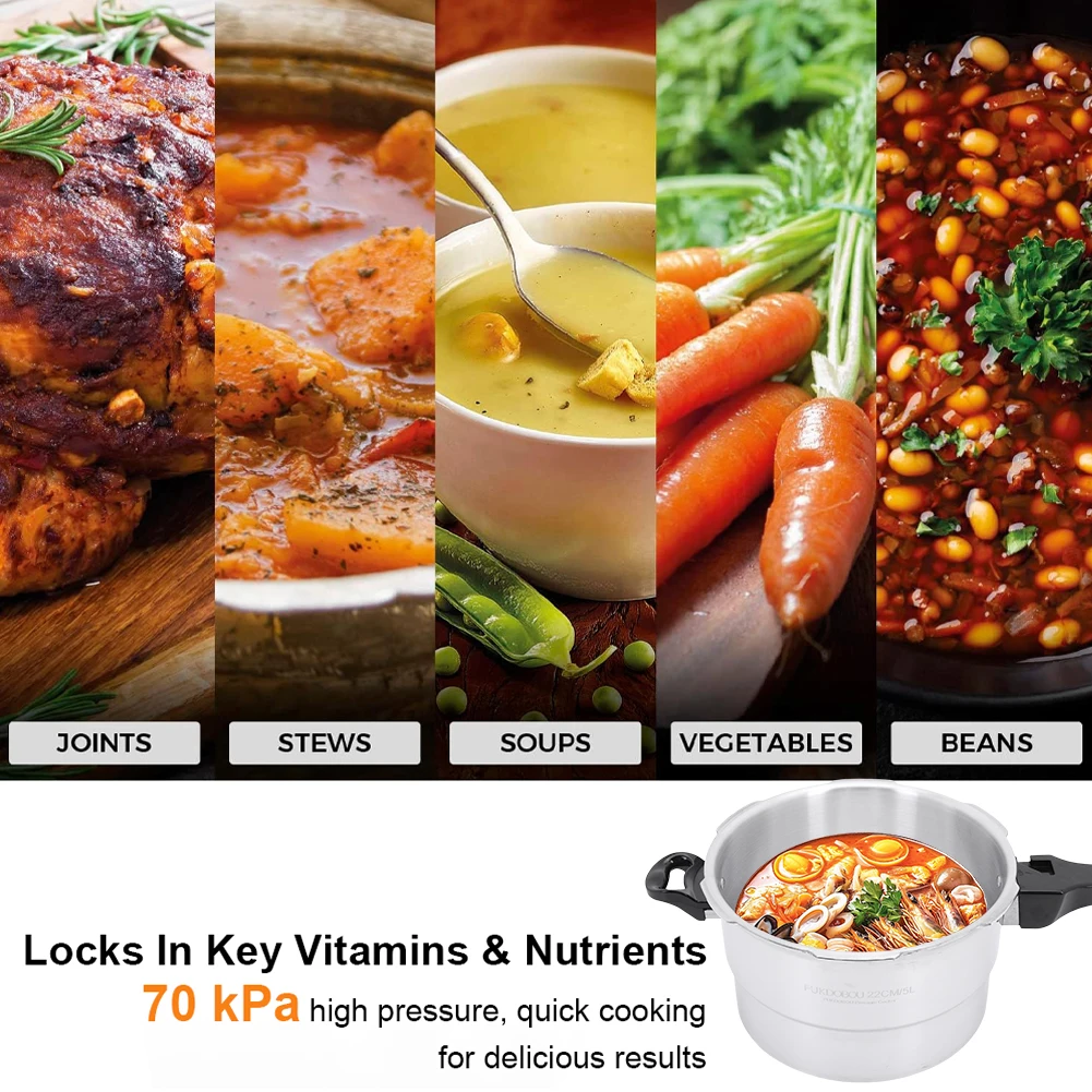 

Aluminum Pressure Cooker with Steaming Plate Aluminum Alloy Pressure Cooker Small Pressure Cooker for Gas Stove Induction Cooker