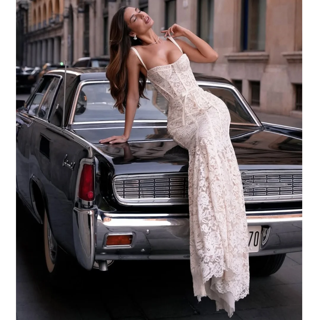 

Charming Lace Mermaid Wedding Dresses Illusion Bodice Vestido de Novia Sweetheart Neck Evening Gown Robe De Soirée Customized