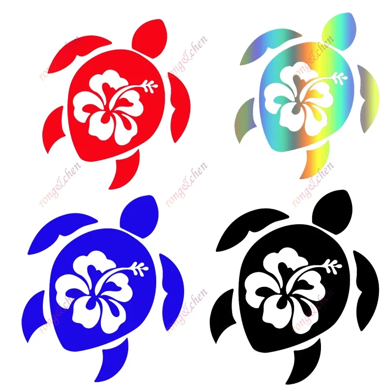 Funny Car Sticker Turtle with Hibiscus Flower for Car Motorcycle Racing Helmet Laptop Trunk Body Car Window Surfboard PVC Decals