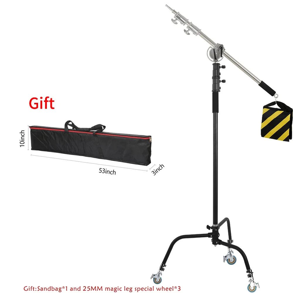 C Stand Stainless Steel Kit Light Stand With Weight Bag Photo Studio Accessories Extension Rod 2.49M Length Arm Cross Boom