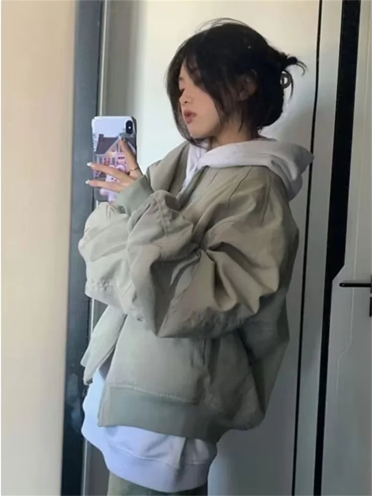 

Повседневная куртка в стиле пилот, свободного кроя, весенняя, уличная, с бейсбольным воротником, длинными рукавами, молодежная модная верхняя одежда для пар