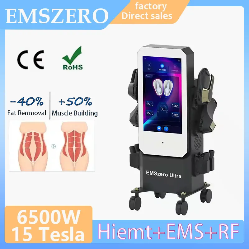 Mesin latihan otot EMSZERO RF, alat kecantikan pembentuk tubuh mengurangi lemak 200 W 15 Tesla EMS 6500Hz