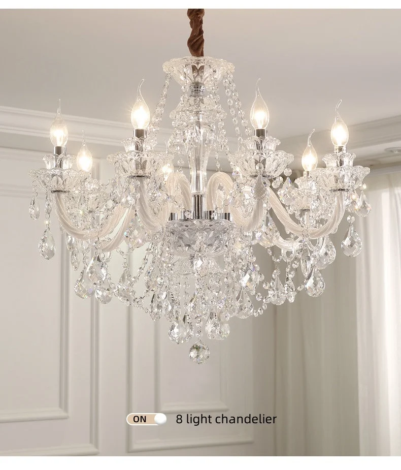 French Crystal E14 Candle Chandelier Living Room Glass