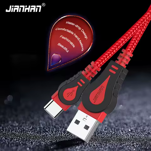 JianHan USB C Cable 3A Fast Charging Type C Cord Wire for iPhone 15 Samsung S22 S10 S9 S8 LG HTC Xiaomi Huawei USB C Data Cable