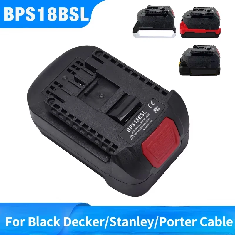 Adaptador conversor bps18bsl para black decker para stanley para porter cabo 18v bateria de íon-lítio usado para bateria de ferramenta bosch 18v
