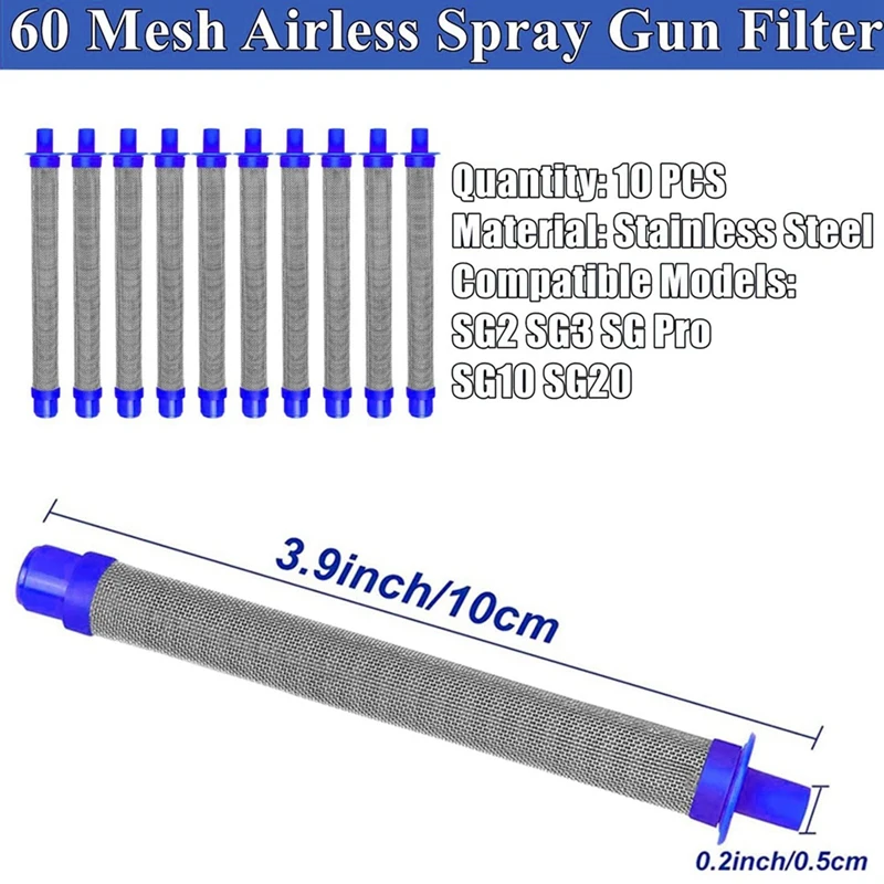 10 Pack Airless Paint Sprayer Filter 60 Mesh Airless Paint Sprayer Filter Push On Type Compatible With Models SG2 SG3 SG