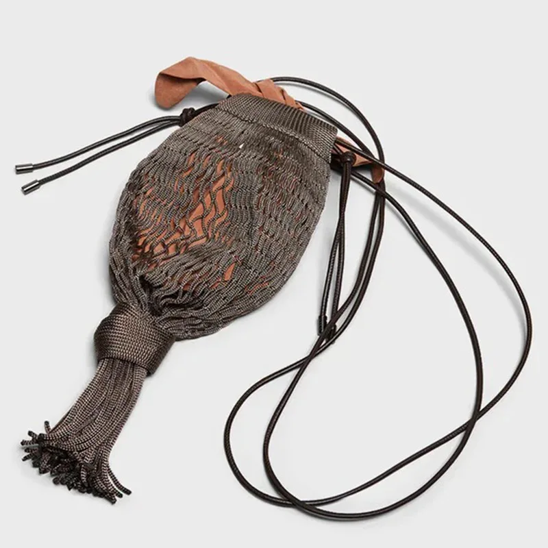 

Летняя новинка: дизайнерская сумка-сетка через плечо с ажурным плетением, модная персонализированная женская сумка.