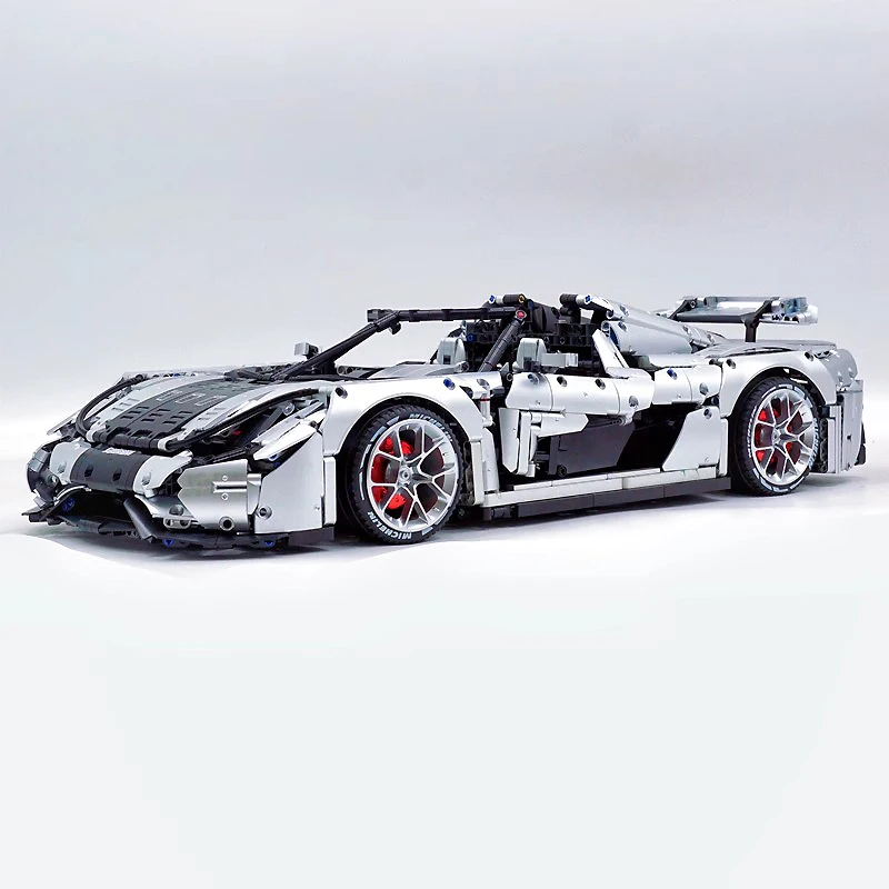 T010 High-Tech Silver plating Super Sports Racing Car Model Building Blocks Bricks Puzzle Assembly Toys Christmas Gifts For Kids