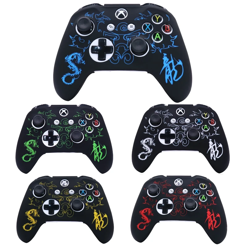 Laser Carving Design Silicone Control Case For Xbox One S Controller Skin Cover Joystick Video Gamepad Accessories