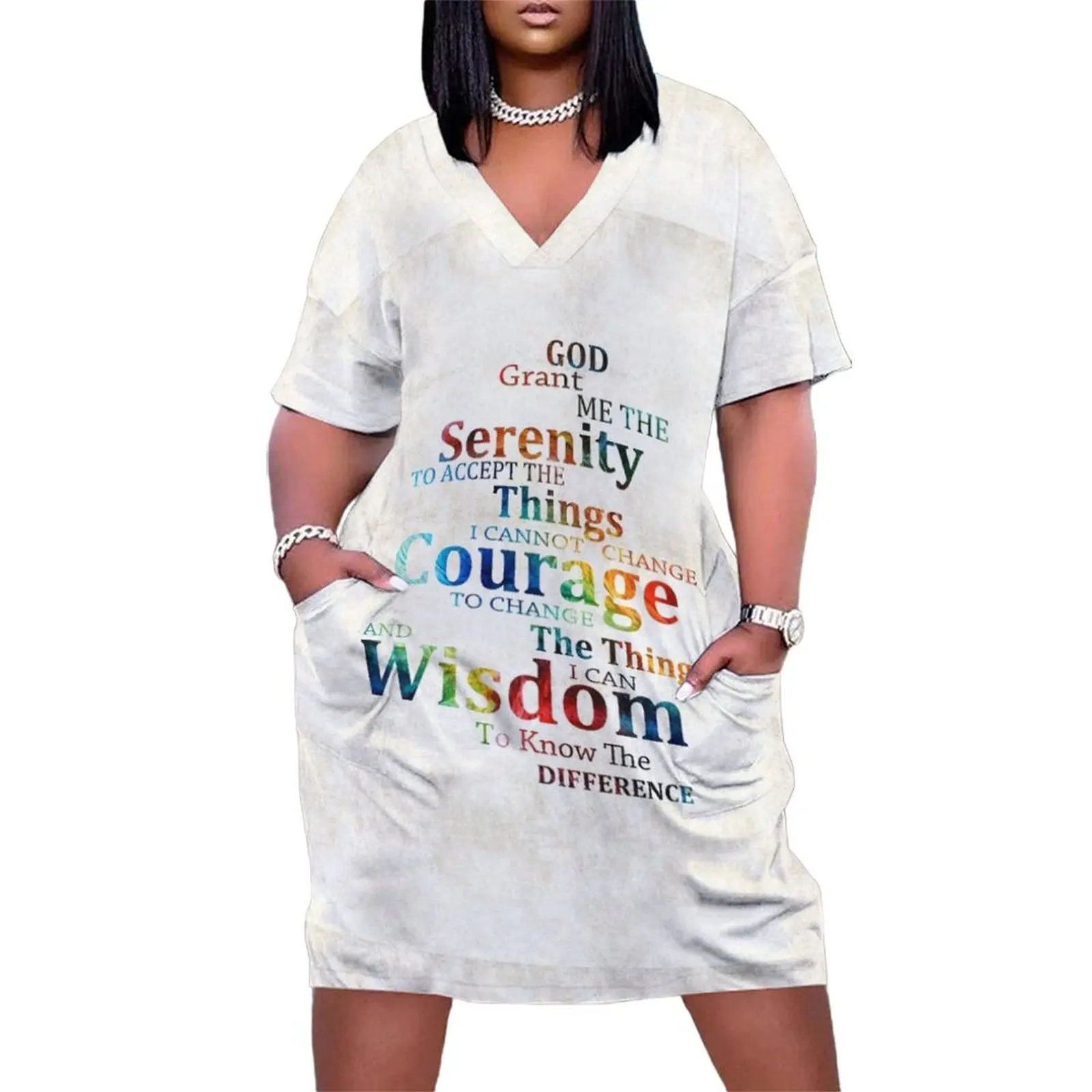 

Colorful Serenity Prayer by Sharon Cummings Loose Pocket Dress purple dress luxury woman evening dress Women's summer suit