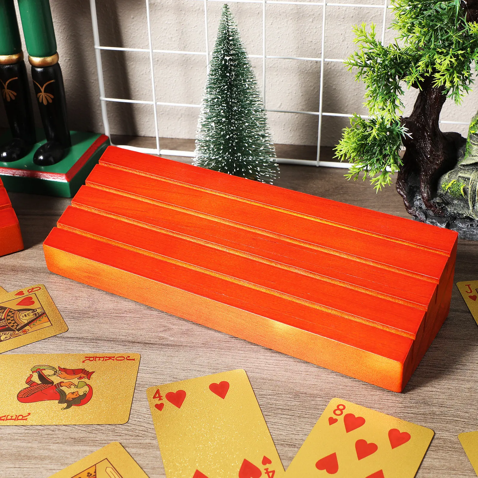 大人用トランプカードホルダー-2個-木製デッキスタンド-ゲームトレイ-卓上ポーカーブリッジカードホルダー-木製ベースアクセサリー