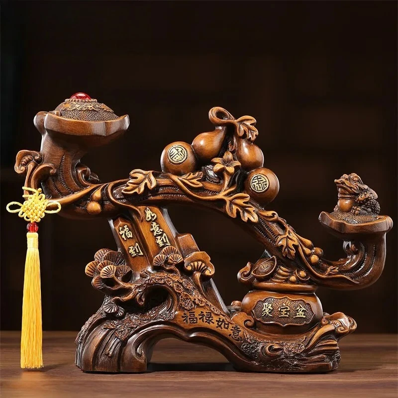 Ruyi Resin Ornament Calabash Treasure Bowl Housewarming Gift Living Room TV Cabinet Decoration Ornaments Home Decoration