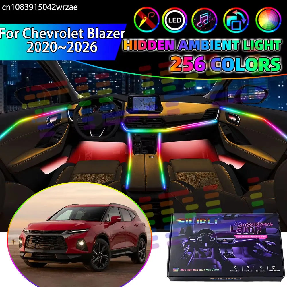 For Chevrolet Blazer 2020~2026 2021 2022 RGB Car Interior Ambient Lights Strips Breathing Lighting Kit App Control LED strips
