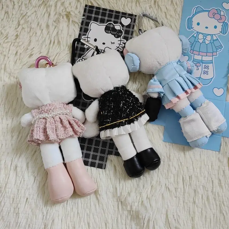 16cm Sanrios Hello Kitty Long Legs Plush Keychain Anime Toys Doll Pendant Key Chain Plushier Keyring Charm Accessories Gifts