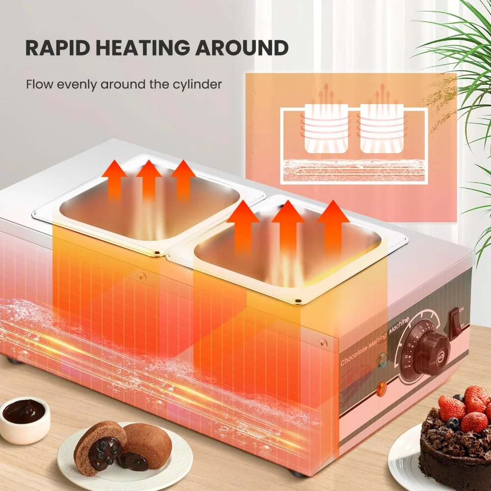 Аппарат HAOYUNMA для закалки шоколада, 86 ~ 230 ℉, коммерческая электрическая таялка, 2 кастрюли, 6,6 фунтов, из нержавеющей стали, подогреватель пищи, профессиональная