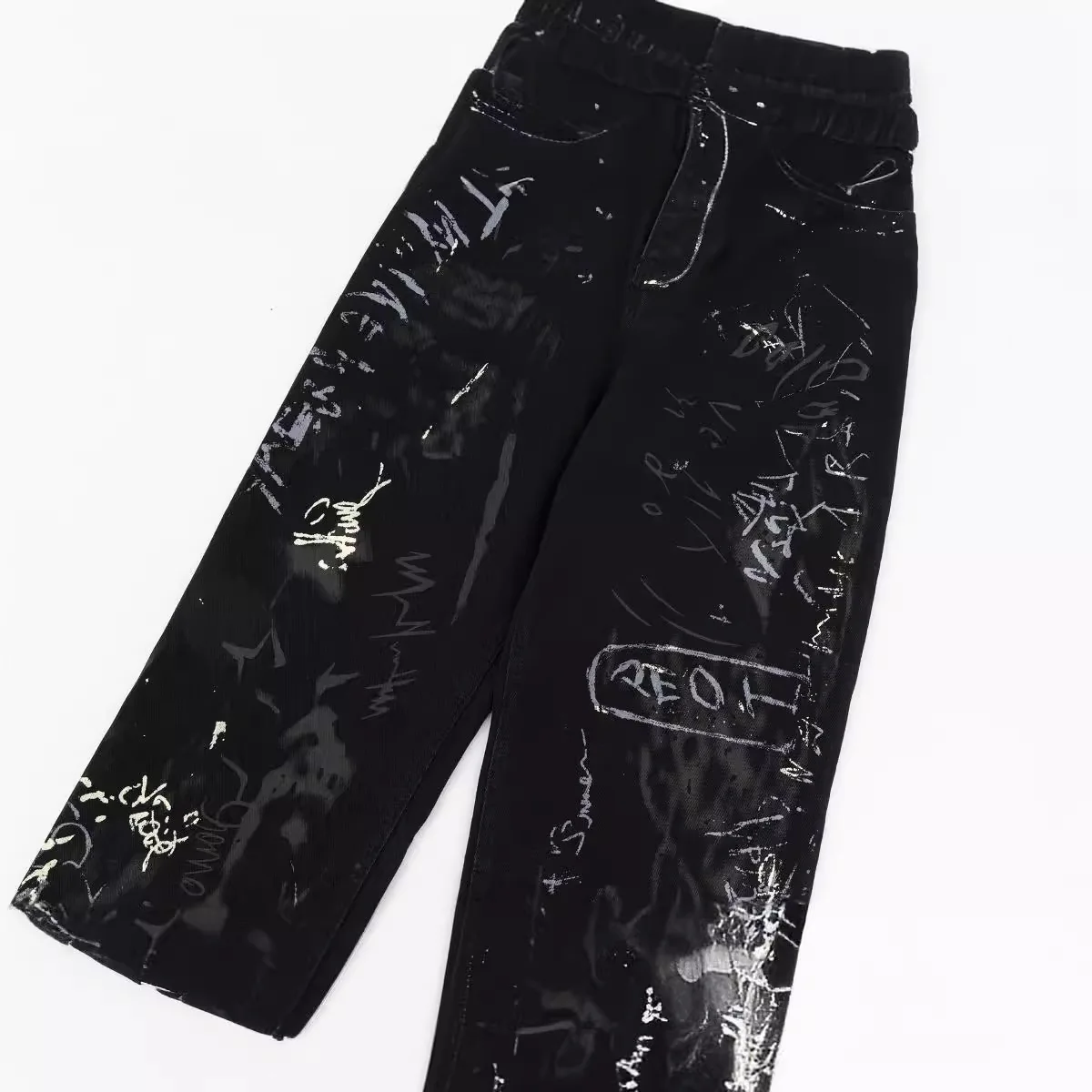 Dżinsy damskie dla mężczyzn Retro Y2K Black Graffiti Punk Rap Street Jeans Designer Straight Fashion Pants Couple Sports Casual Trousers