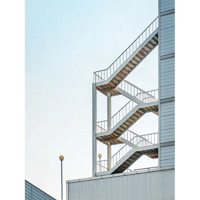 Outdoor Large Fire Ladder Outside Drainage Snow Drainage And Rust Prevention Steel Frame Stair Surface Iron Galvanized Stair