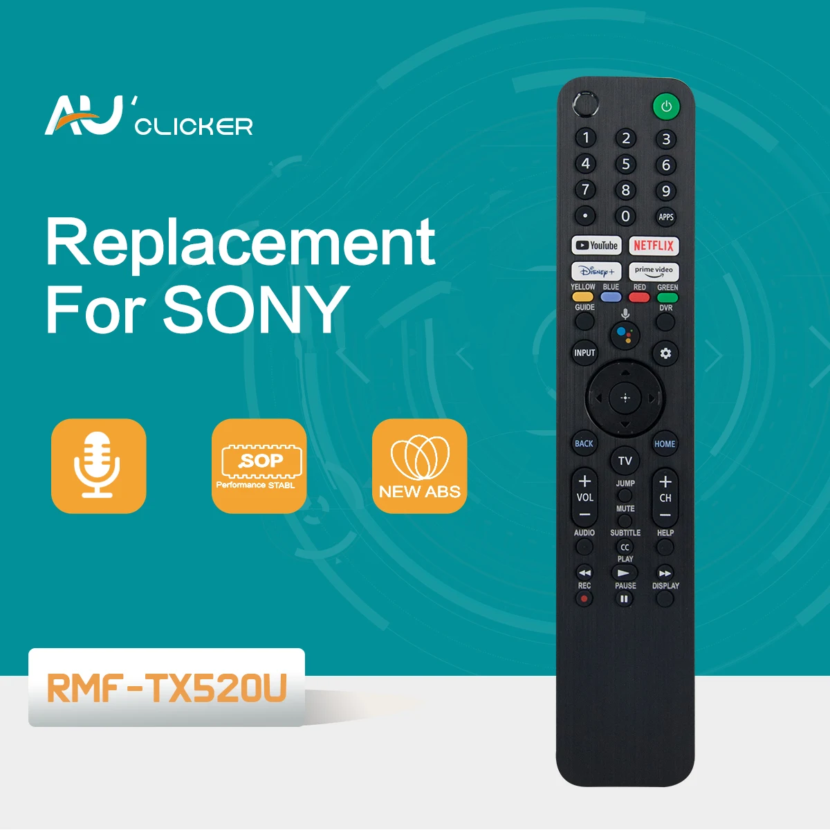 RMF-TX520U Voice Remote Control Replace For Sony Smart TV KD 43X80J KD50X80J with Network Button