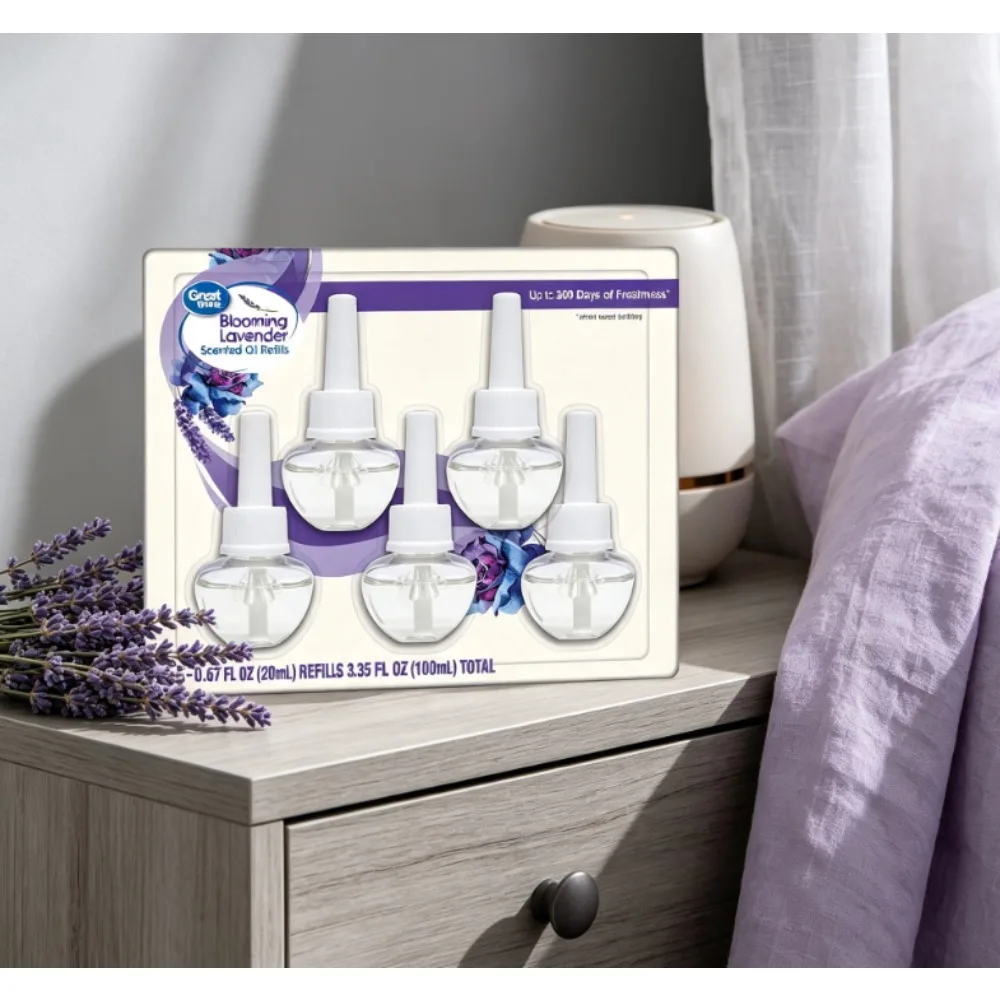 Great Value Blooming Lavender Plug-In Air Freshener Refills, 5 Count, Up to 300 Days of Freshness