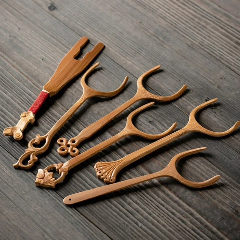 

Janpanese Bamboo Tea Forks Portable Heat-resistant Kung Fu Tea Tools TeaPot Anti-Scald Cup Fork Teahouse Tea Accessories New