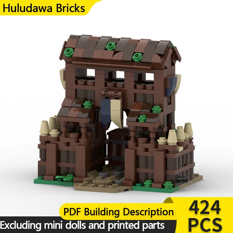 

Средневековый замок, модель MOC, строительные кирпичи, двор, палисада, ворота, модульная технология, детские праздничные подарки, сборные игрушки, костюм