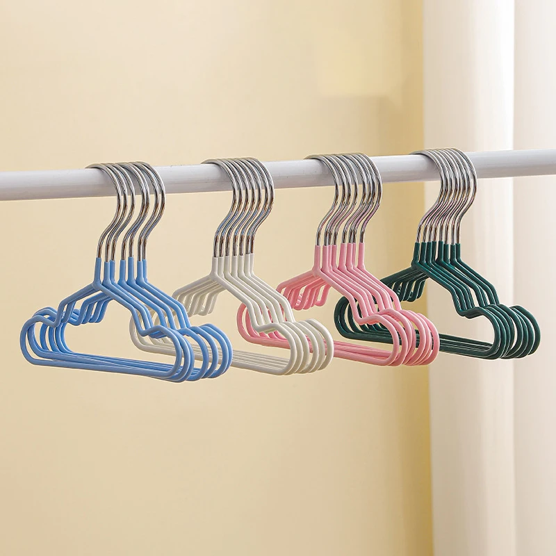 Grucce per bambini Rivestimento in gomma antiscivolo Grucce per vestiti per bambini Grucce per neonati in metallo per l'organizzazione dell'armadio dei pantaloni del cappotto del bambino