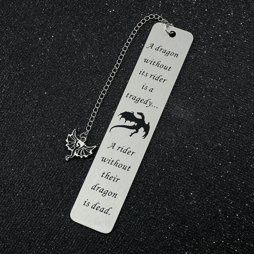 Fourth Wing Bookmark - Story Bookmark of the Dragon Knight Stainless Steel Pendant Bookmark Gothic Dragon Bookmark