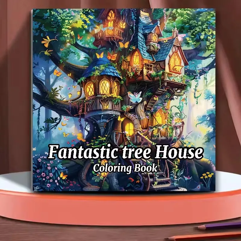 Picture Books for Adults: Coloring Fantastic Tree House 20 Page The Perfect Gift A Multi-colored Pencil Art Party