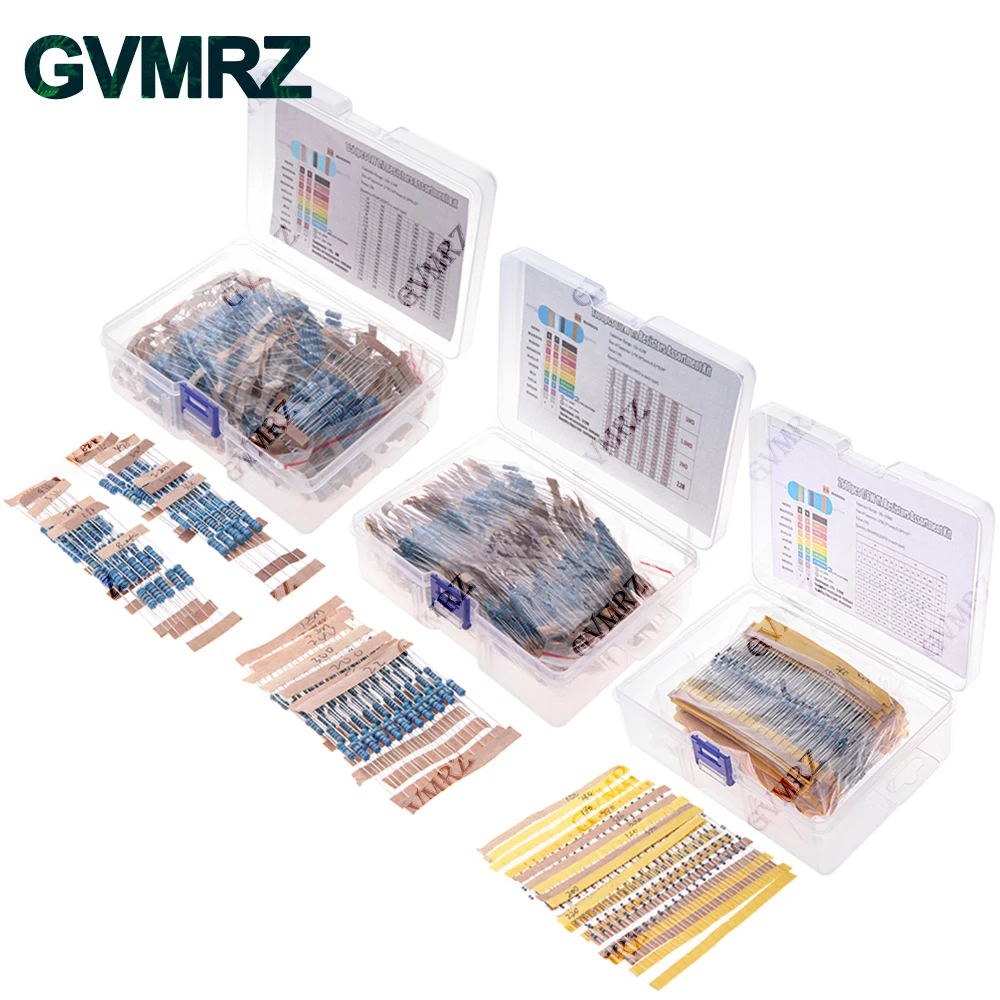 1/4 واط 1/8 واط 1/2 واط 1 واط 2 واط طقم مقاوم من غشاء معدني 130 قيم 0.125 واط 0.25 واط 0.5 واط 1% تشكيلة المقاومة مجموعة متنوعة صندوق