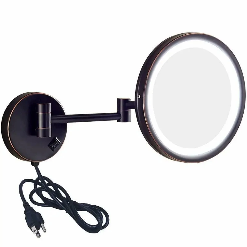 Single-Sided LED Lighted Wall Mount Makeup Mirror with 3x Magnification Chrome Finish Bathroom,Oil-Rubbed Bronze