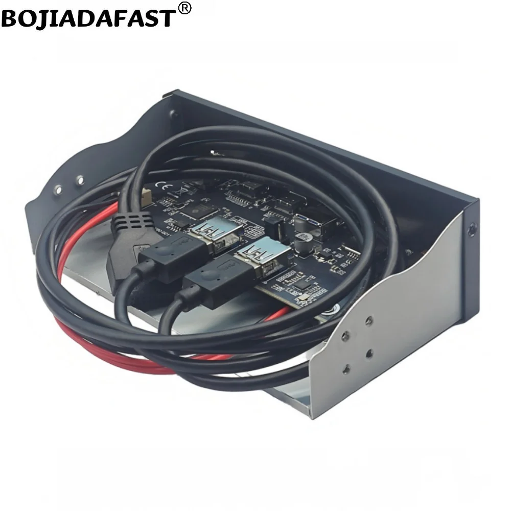 5.25" Desktop Front Panel 2 * USB 3.2 Type-A + 2 x Type-C Connector 5Gbps HD & Audio Port TF SD Card Holder For Computer Case