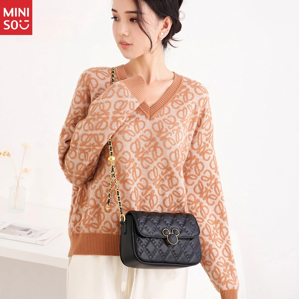 Disney Women's Bag Fashion Square Crossbody Purse with Lucky Charm Ball Chain Strap