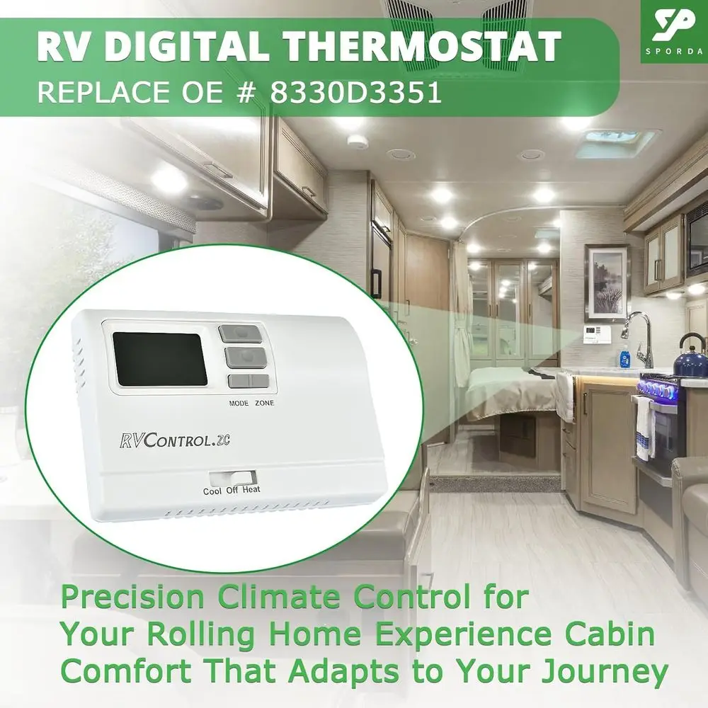 8330D3351 ترموستات رقمي، ترموستات RV للحرارة والباردة على الحائط، تحل محل oe # 8330D3351 (أبيض) #2