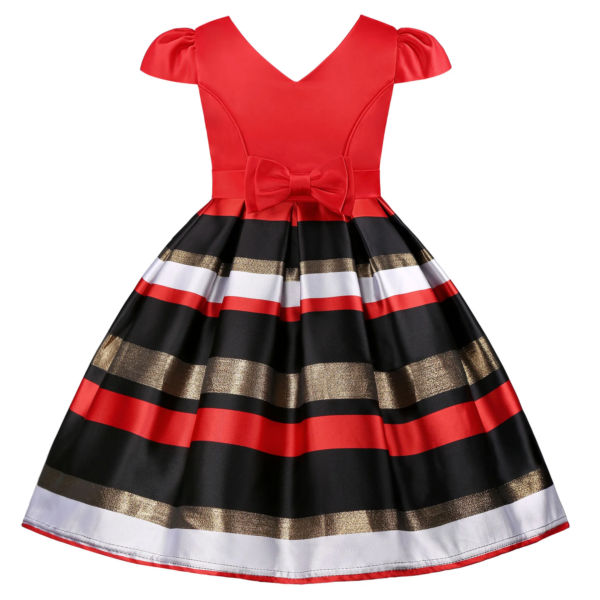 Children Holiday Dresses Girl Print International  Dress for Girls Red Clothes