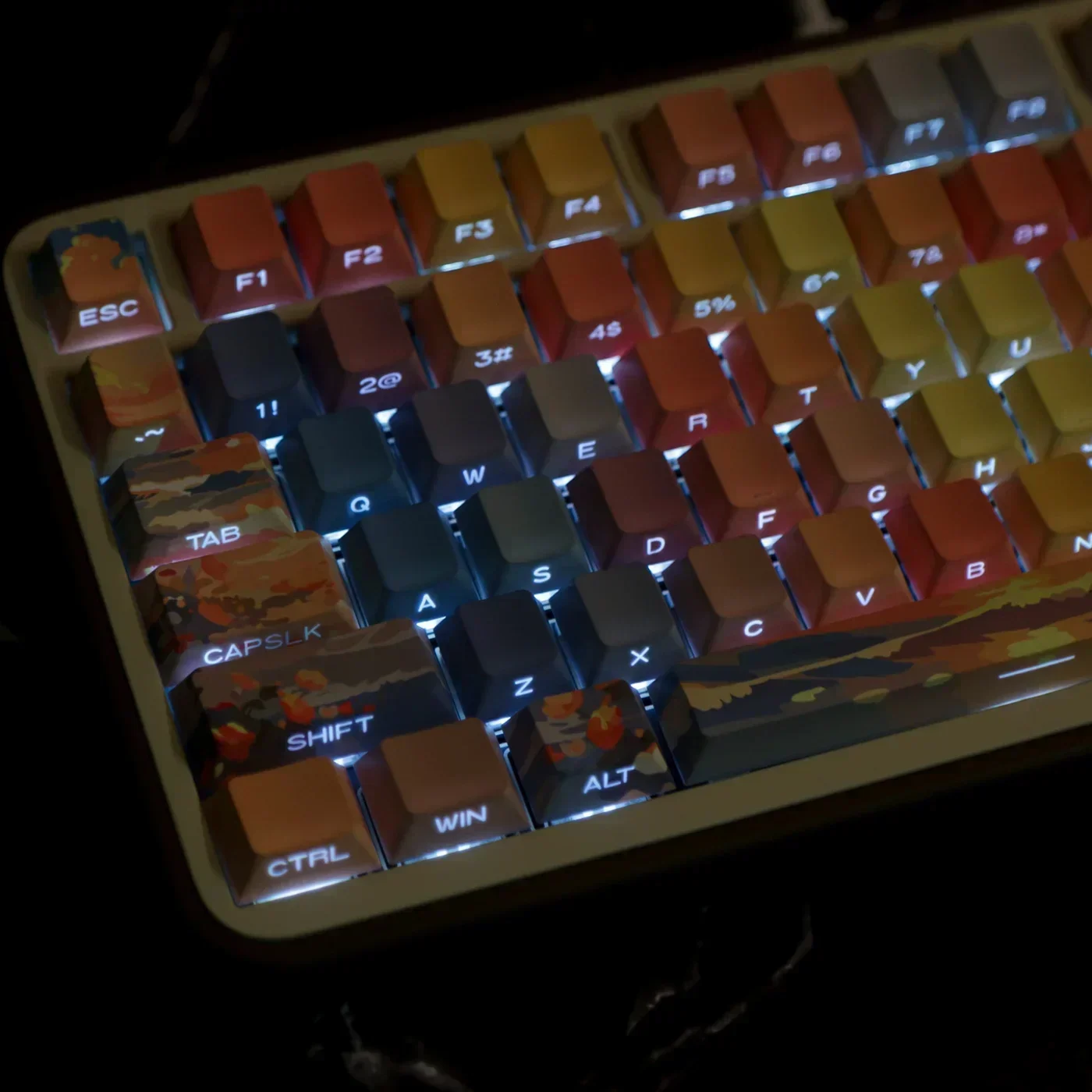 Sunset afterglow side engraved transparent keycap camouflage original factory height gradual change HI8 F99 F87 G75 image 2