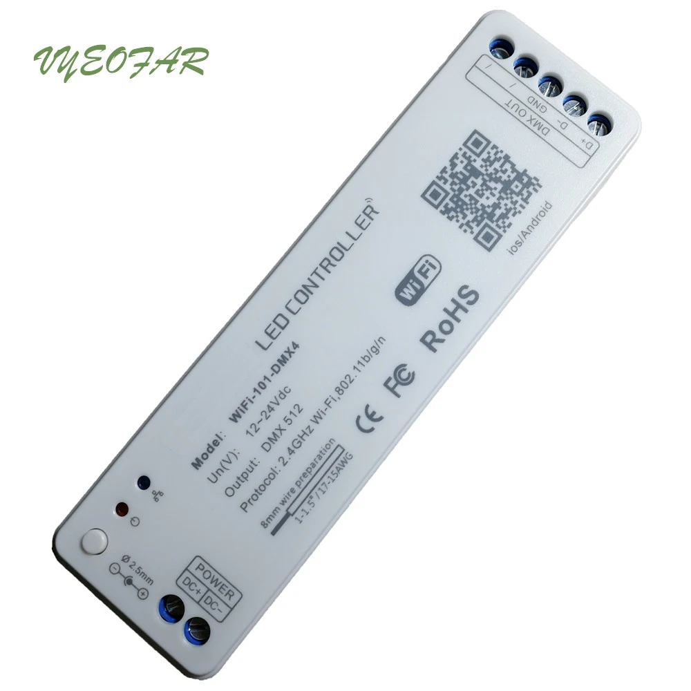 Baru LED WiFi untuk DMX512 Converter DC12-24V Masukan; DMX Output Sinyal Led RGB Strip Controller Wifi-101-DMX4