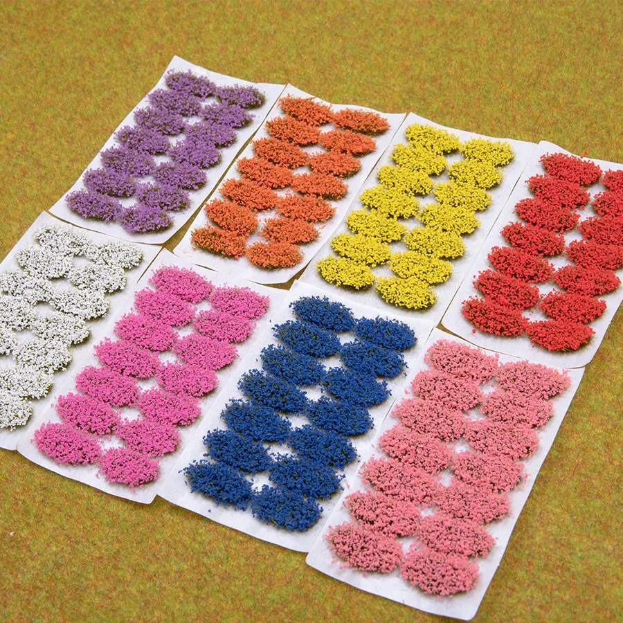 

14Pcs/box DIY Miniature Colorful Flower Cluster Self Adhesive Grass Tufts Vegetation Groups For Railway Train Landscape Scenery