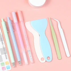 4Pcs Knife Pen Tweezers Glue Sticks Shovel Tools Set DIY Scrapbooking Craft Kit Cut Paste Paper Art Work Cutting Accessories