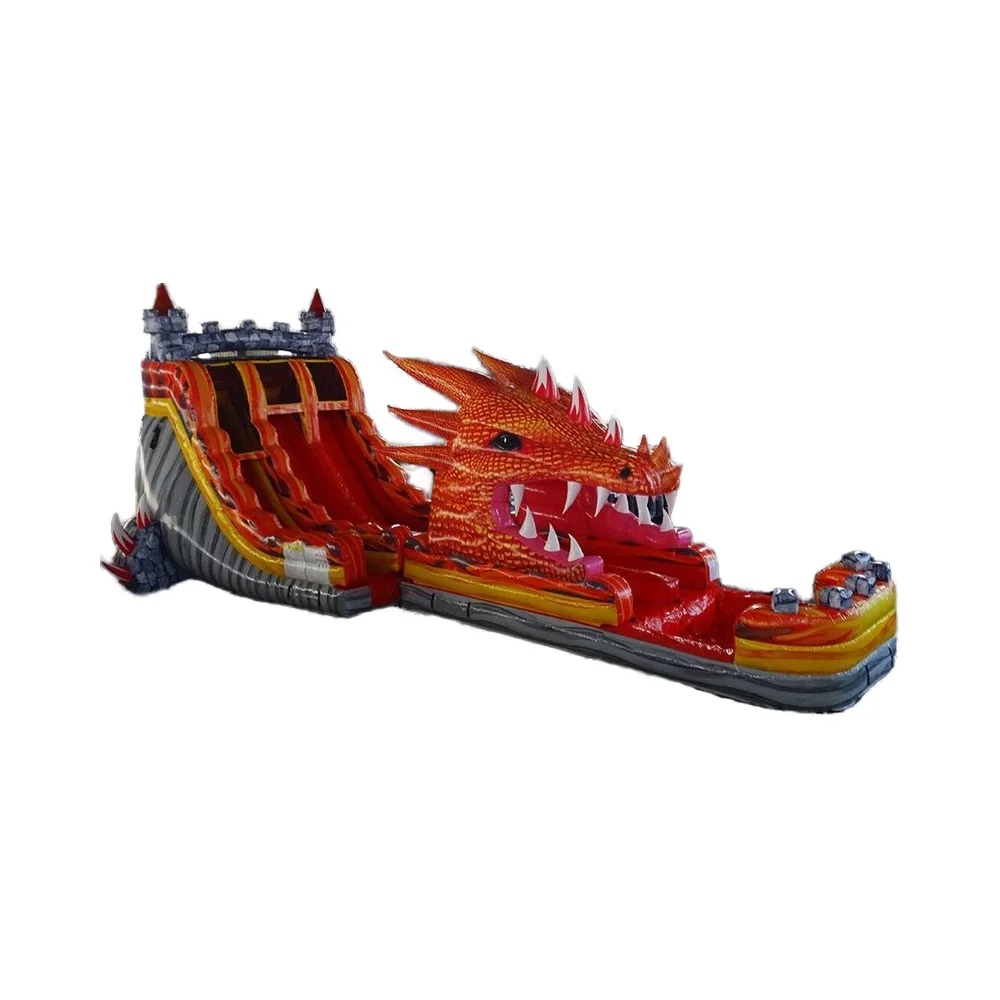Commercial 2-Piece Hybrid Inflatable Water Slide Dragons Breath Model with Pool Tarpaulin Material Printed Logo for Kids2026